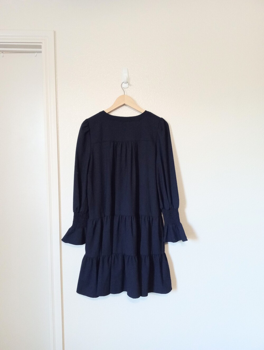 Pomander Place X Tuckernuck Navy Blue Crepe Kenzo Dress Tiered Ruffle - Picture 4 of 10